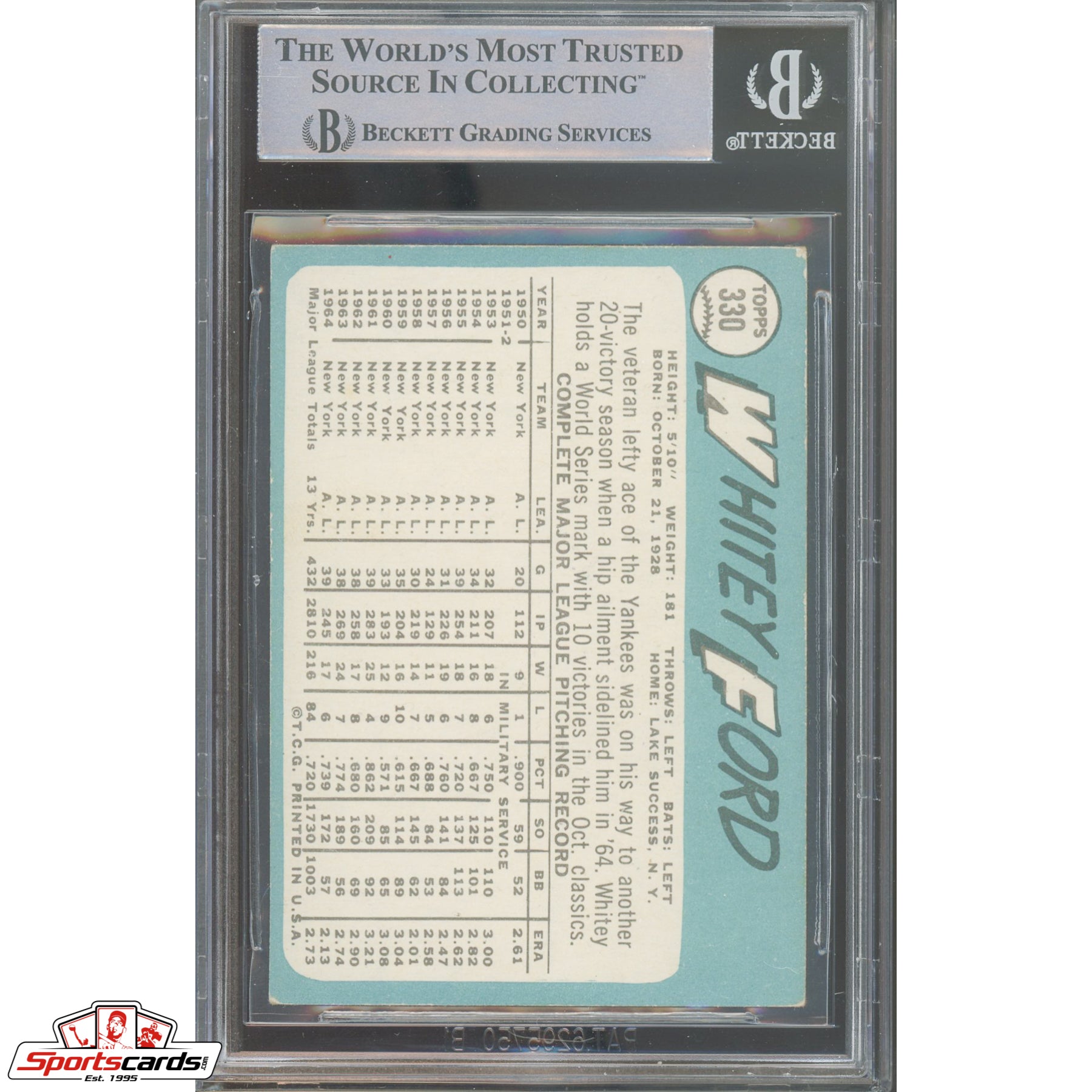 1966 Topps #330 Whitey Ford Signed Auto Beckett BAS Yankees