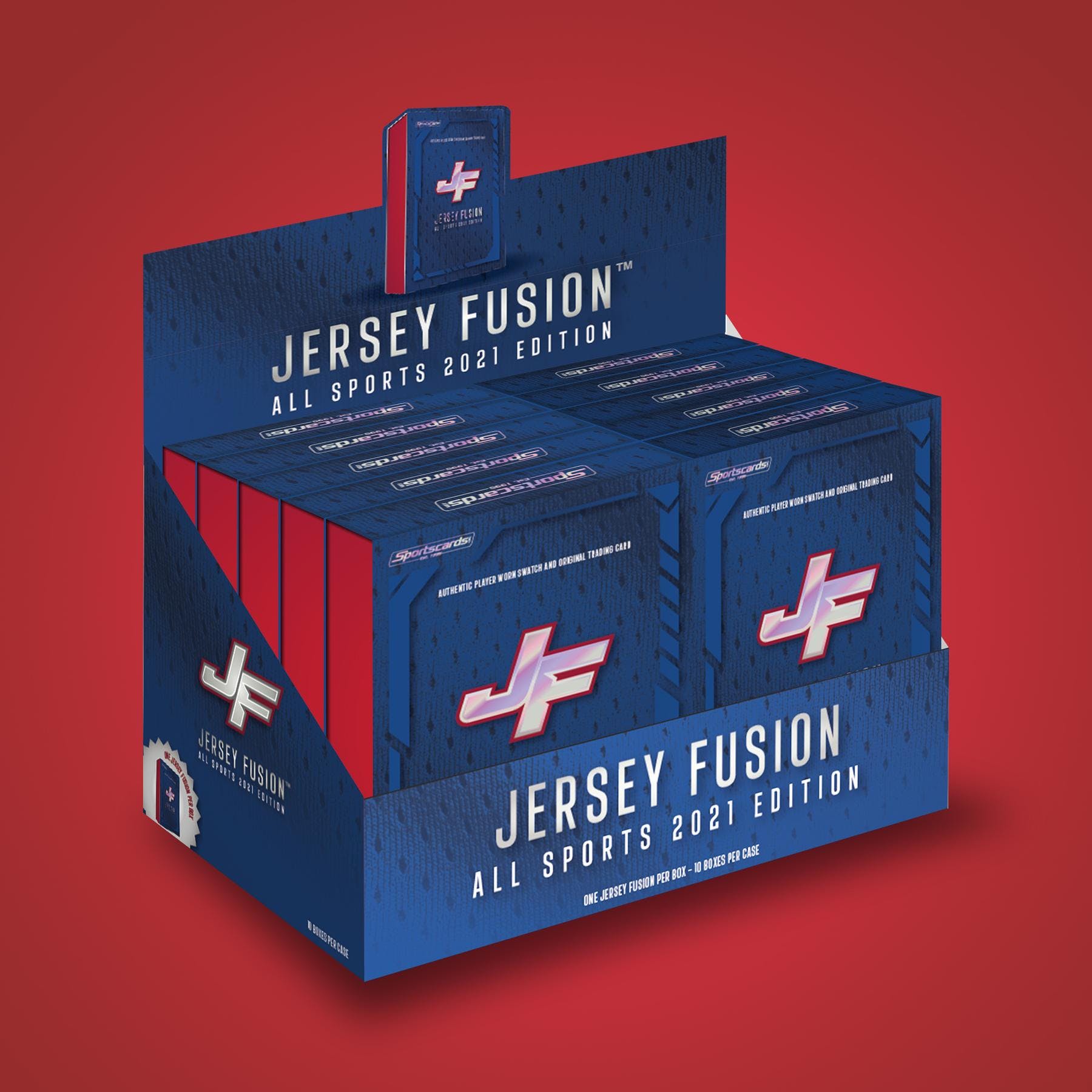2021 JERSEY FUSION ALL SPORTS EDITION DISPLAY CASE - 10 JERSEY FUSIONS PER CASE