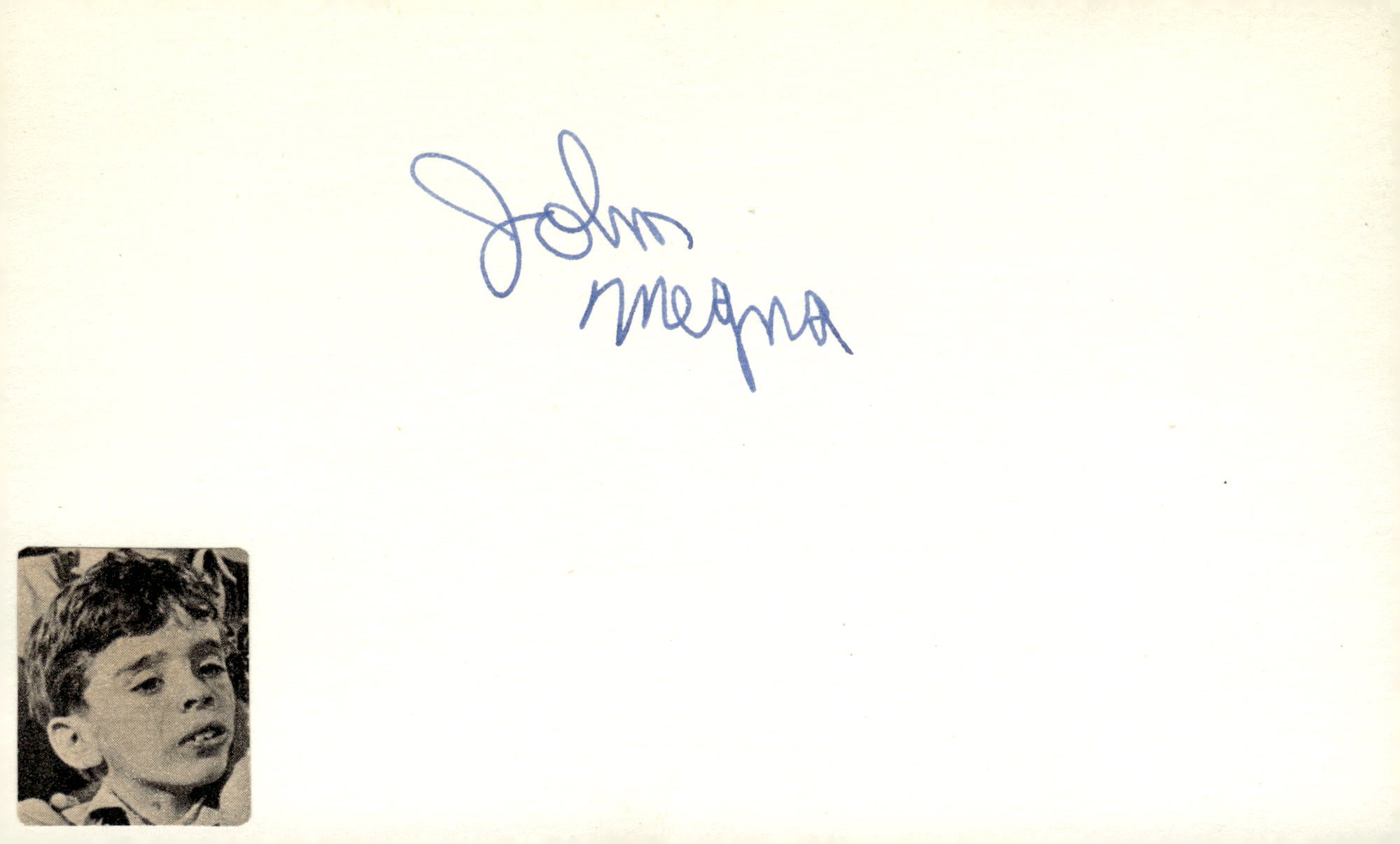John Megna Signed Auto 3x5 Index Card To Kill a Mockingbird