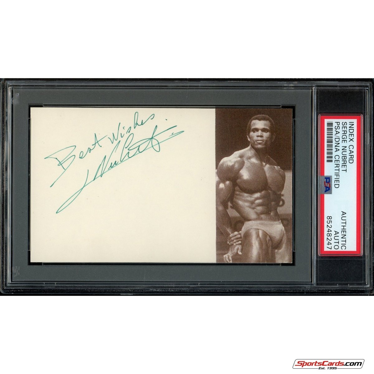 Serge Nubret Signed Auto 3x5 Index Card Pumping Iron Mr. Universe PSA/DNA