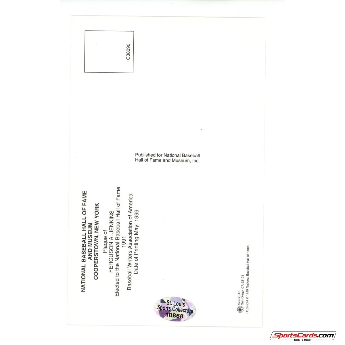 Fergie Jenkins Signed Auto Hall of Fame Postcard Plaque