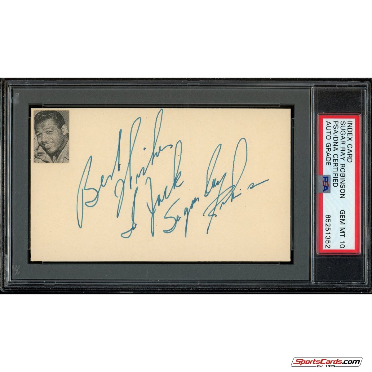 Sugar Ray Robinson Championship Boxer Signed Auto 3x5 Card PSA/DNA Gem Mint 10