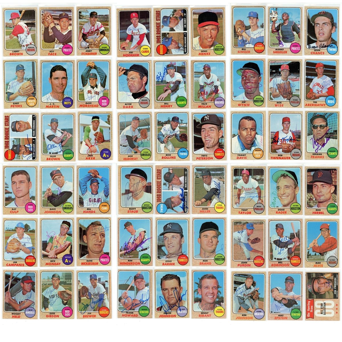 1968 Topps Signed Auto Starter Set/Lot (162/598)