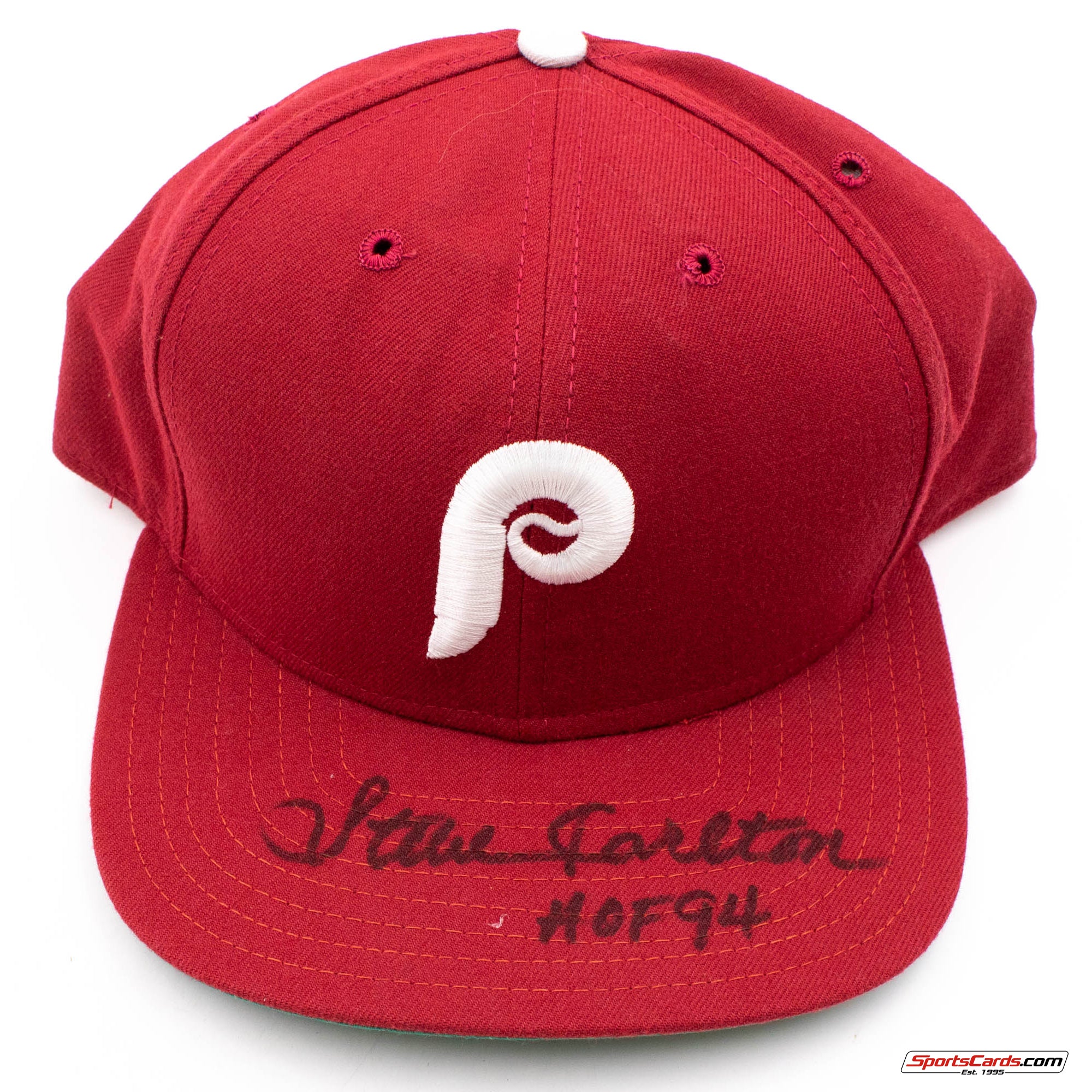 Steve Carlton HOF 94 Signed Auto Phillies New Era Vintage Fitted Hat BAS