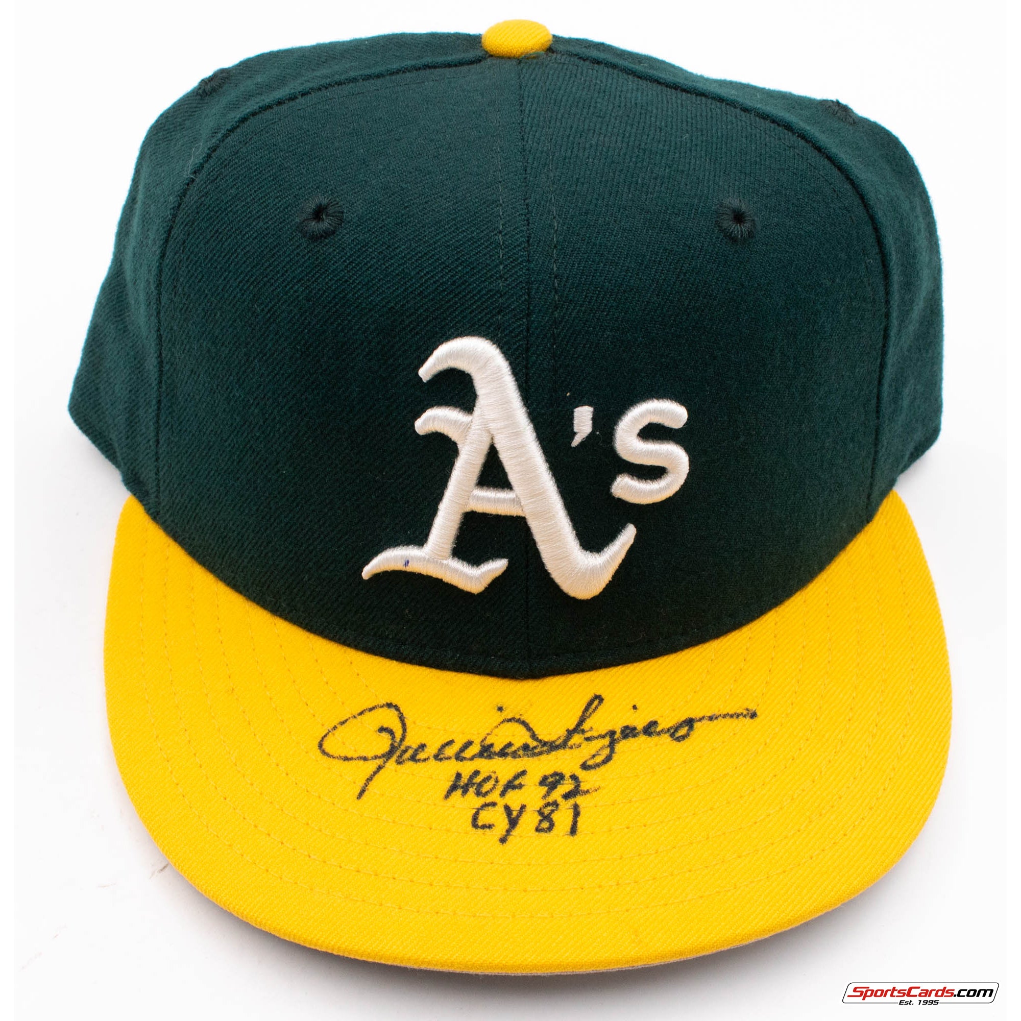 Rollie Fingers "HOF 92  CY 81" Signed Auto A's Fitted Hat BAS