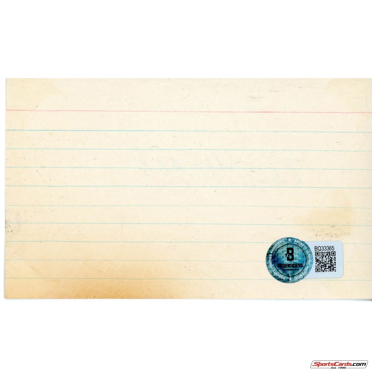 Smokey Joe Wood Boston Red Sox Signed Auto 3x5 Card Beckett BAS