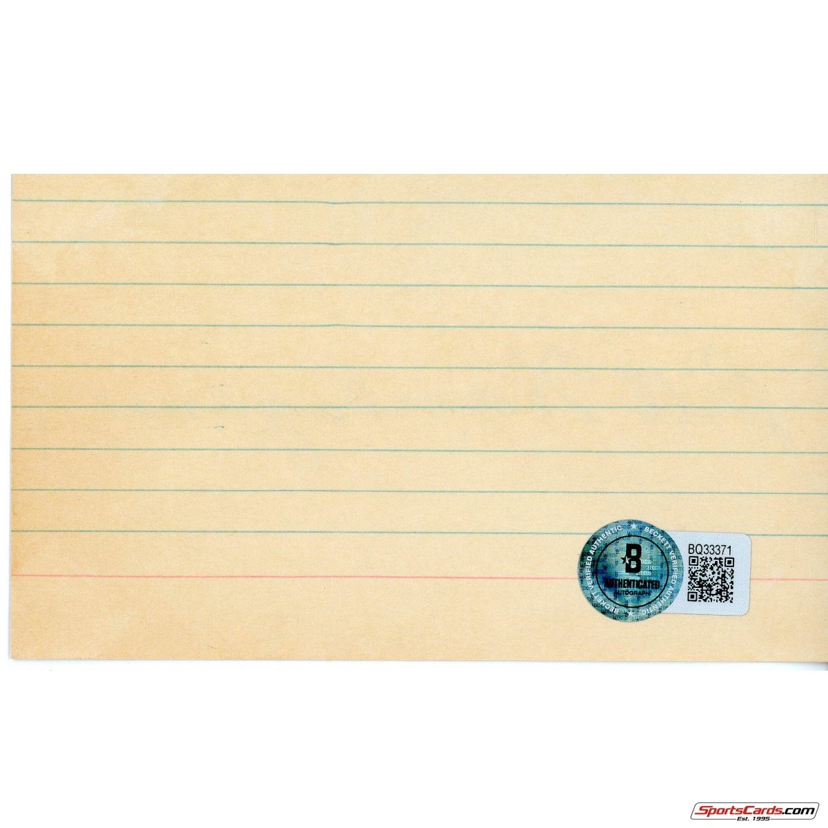 Bill Wambsganss World Series Triple Play Signed Auto 3x5 Card Beckett BAS