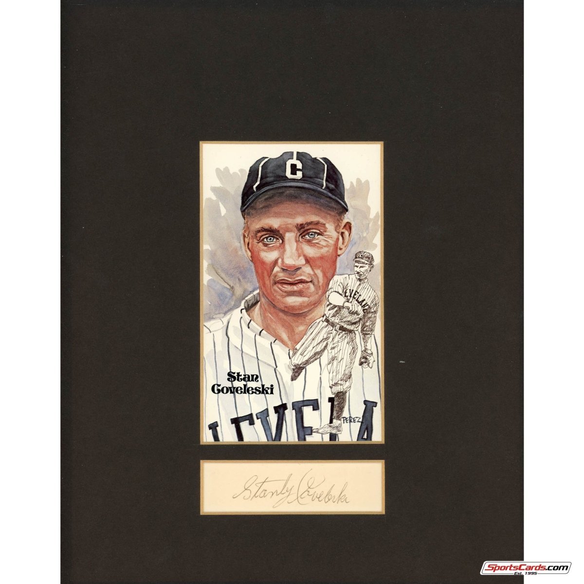 Stanley Coveleski HOF Signed Auto Perez Steele Matted Signature Display BAS