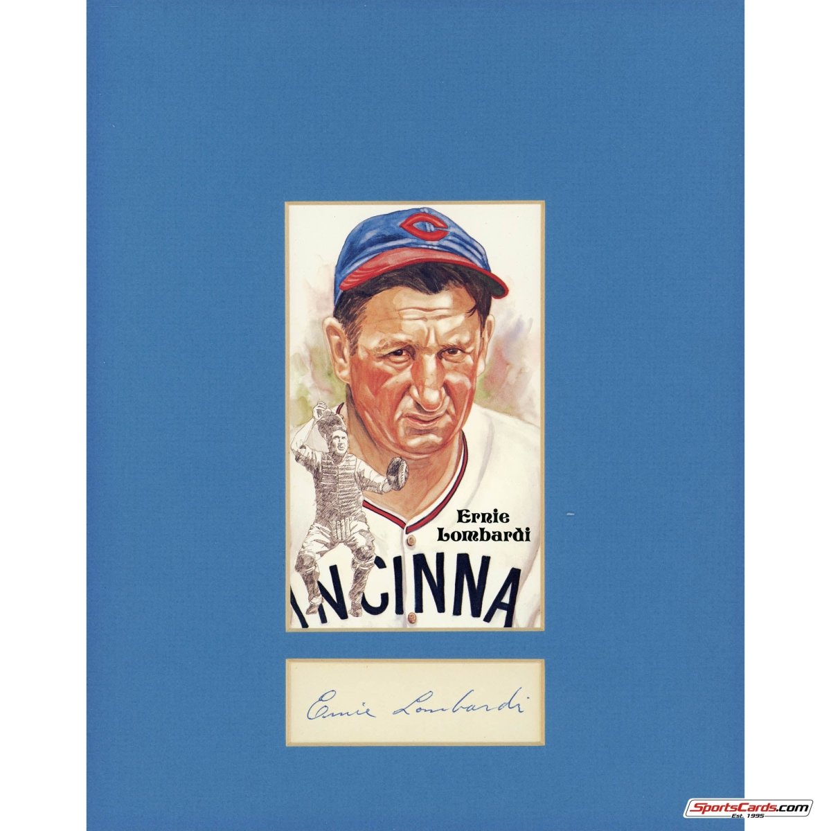 Ernie Lombardi HOF Signed Auto Perez Steele Matted Signature Display BAS