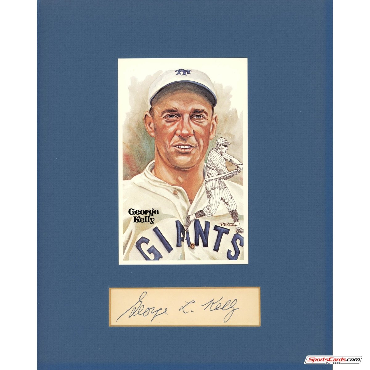 George Kelly HOF Signed Auto Perez Steele Matted Signature Display BAS