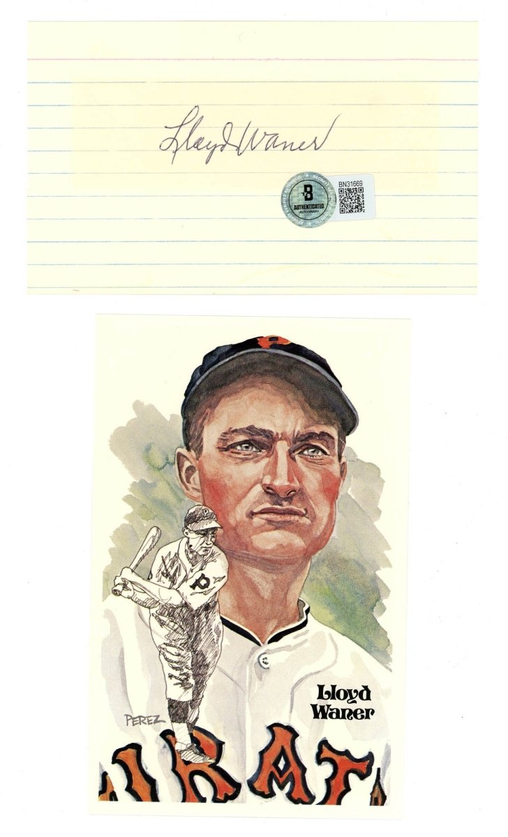 Lloyd Waner Signed Auto 3x5 Index Card BAS