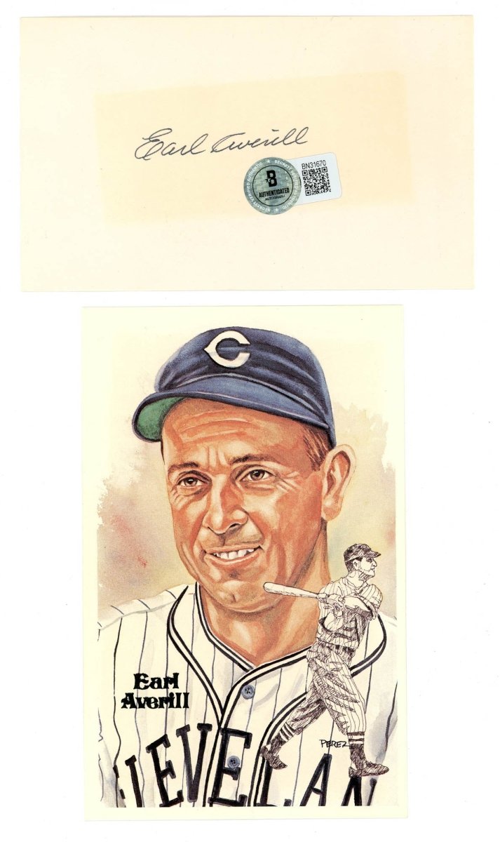 Earl Averill Signed Auto 3x5 Index Card BAS