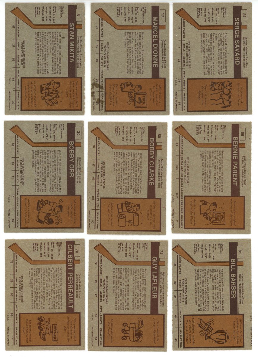1973-74 O-PEE-CHEE HOCKEY COMPLETE SET BREAK - 14 CARDS PER BOX! 2 HOFERS PER BOX!
