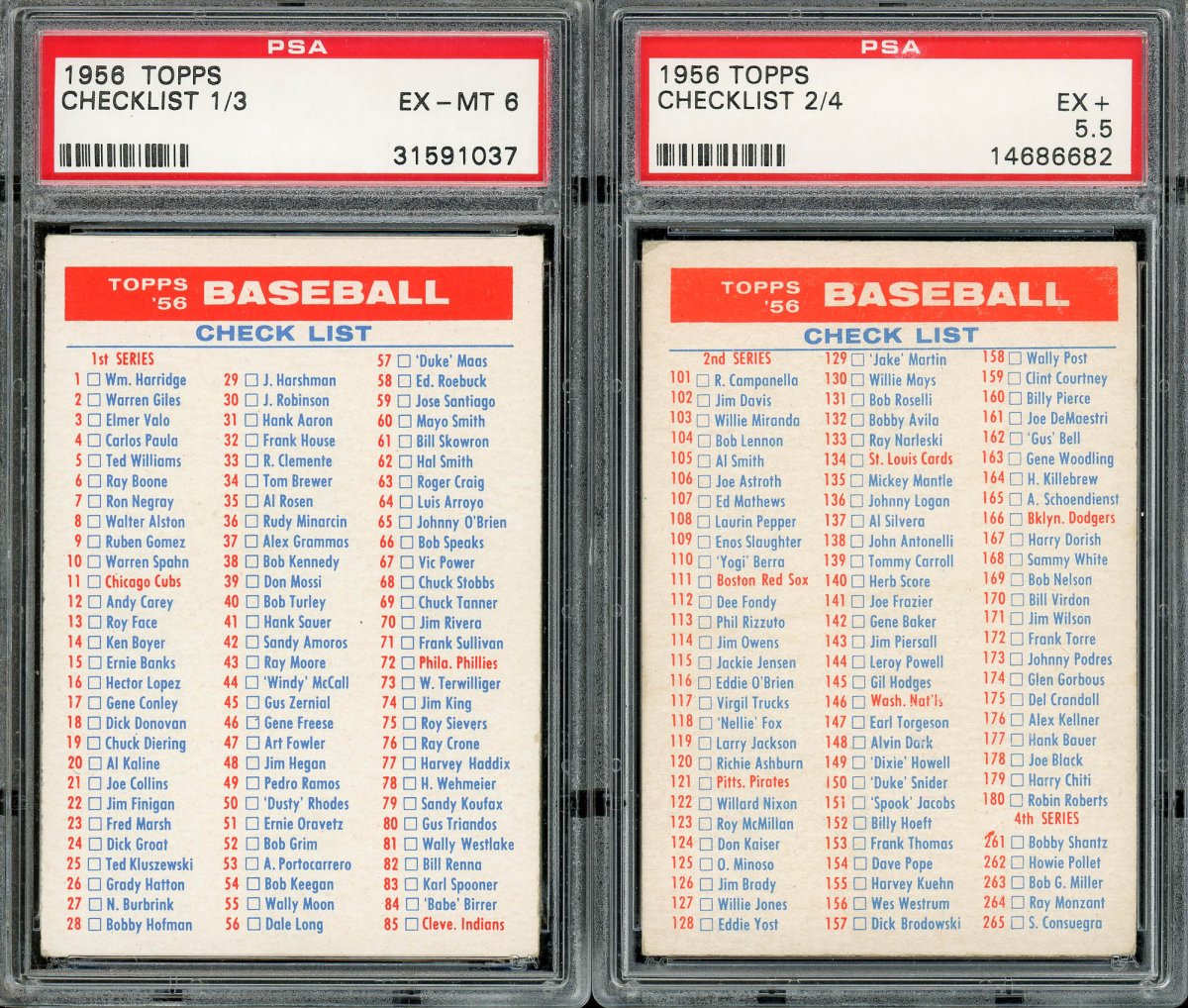 1956 TOPPS BASEBALL PSA GRADED COMPLETE SET BREAK – 2 CARDS PER BOX!