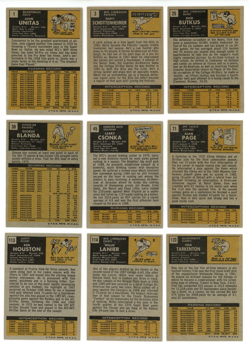 1971 TOPPS FOOTBALL COMPLETE SET BREAK - 10 CARDS PER BOX! 2 HOFERS per box!