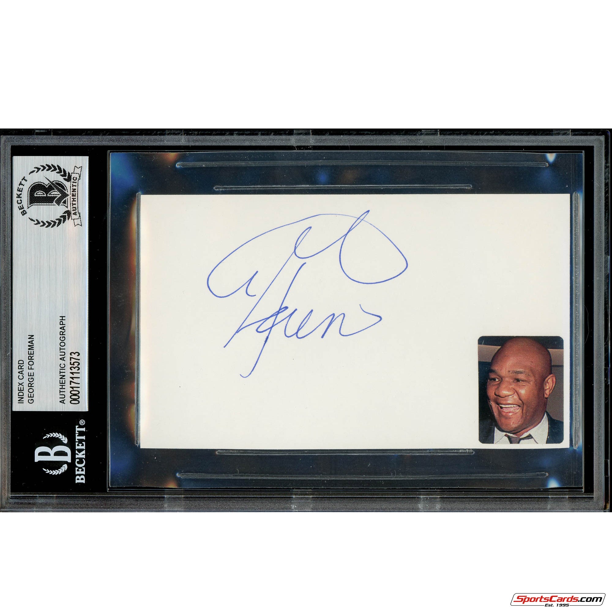 George Foreman Boxing Champion Signed Auto 3x5 Card Beckett BAS