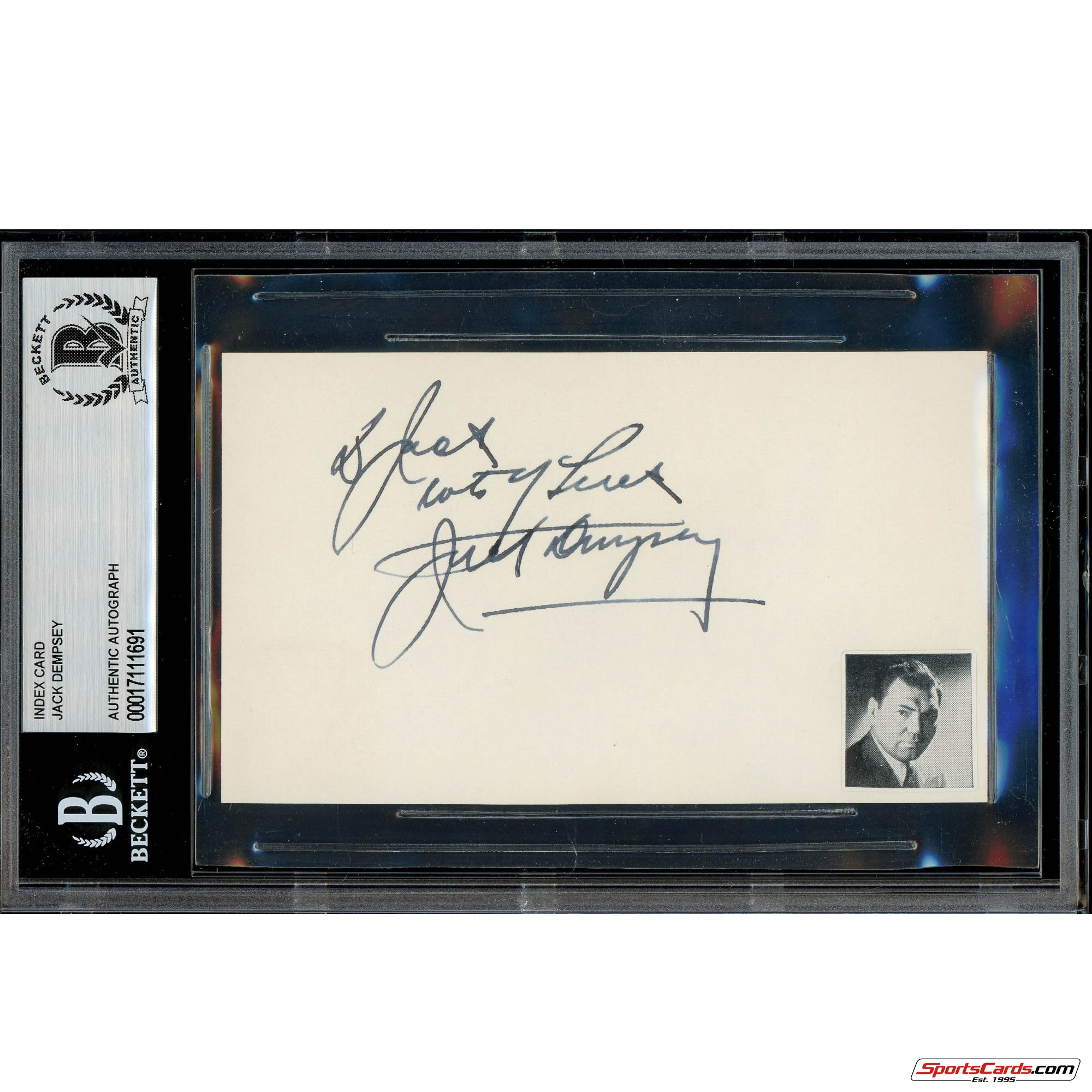 Jack Dempsey Legendary Boxer Signed Auto 3x5 Card Beckett BAS