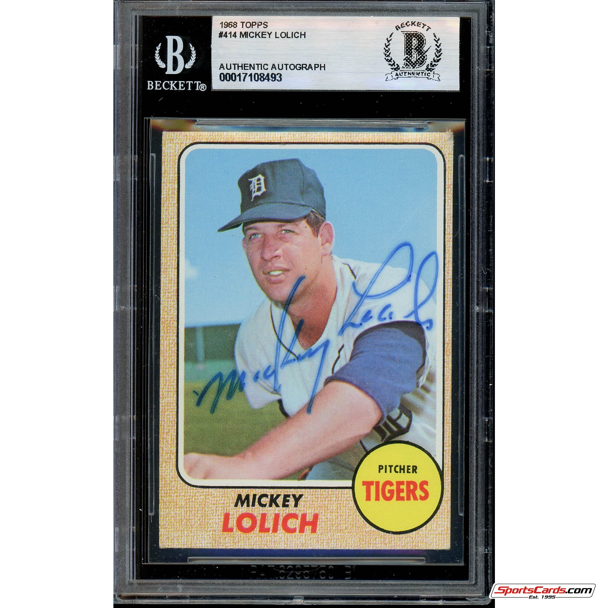 Mickey Lolich Detroit Tigers Signed Auto 1968 Topps #414 Beckett BAS