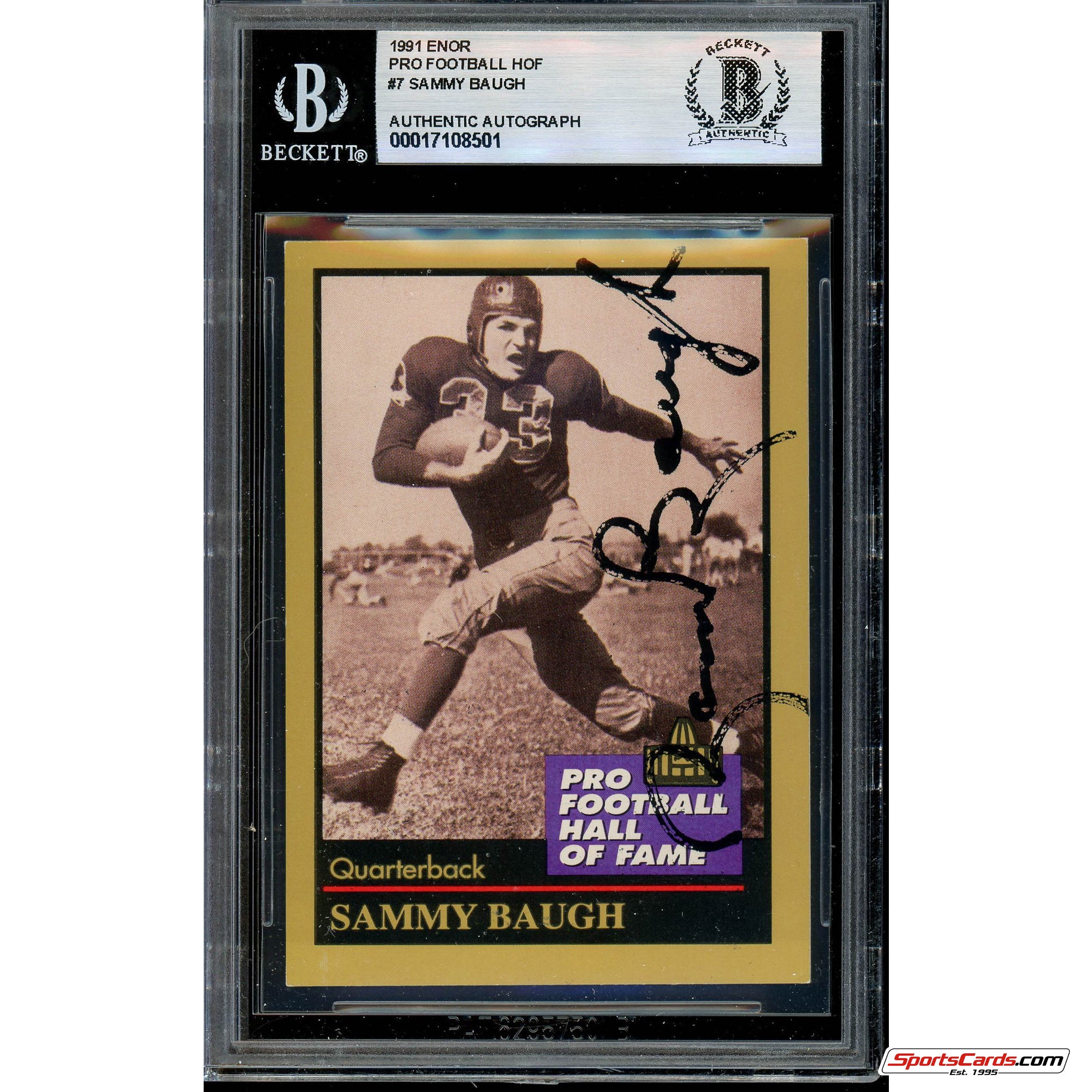 Sammy Baugh  Signed Auto 1991 Enor HOF Card Beckett BAS