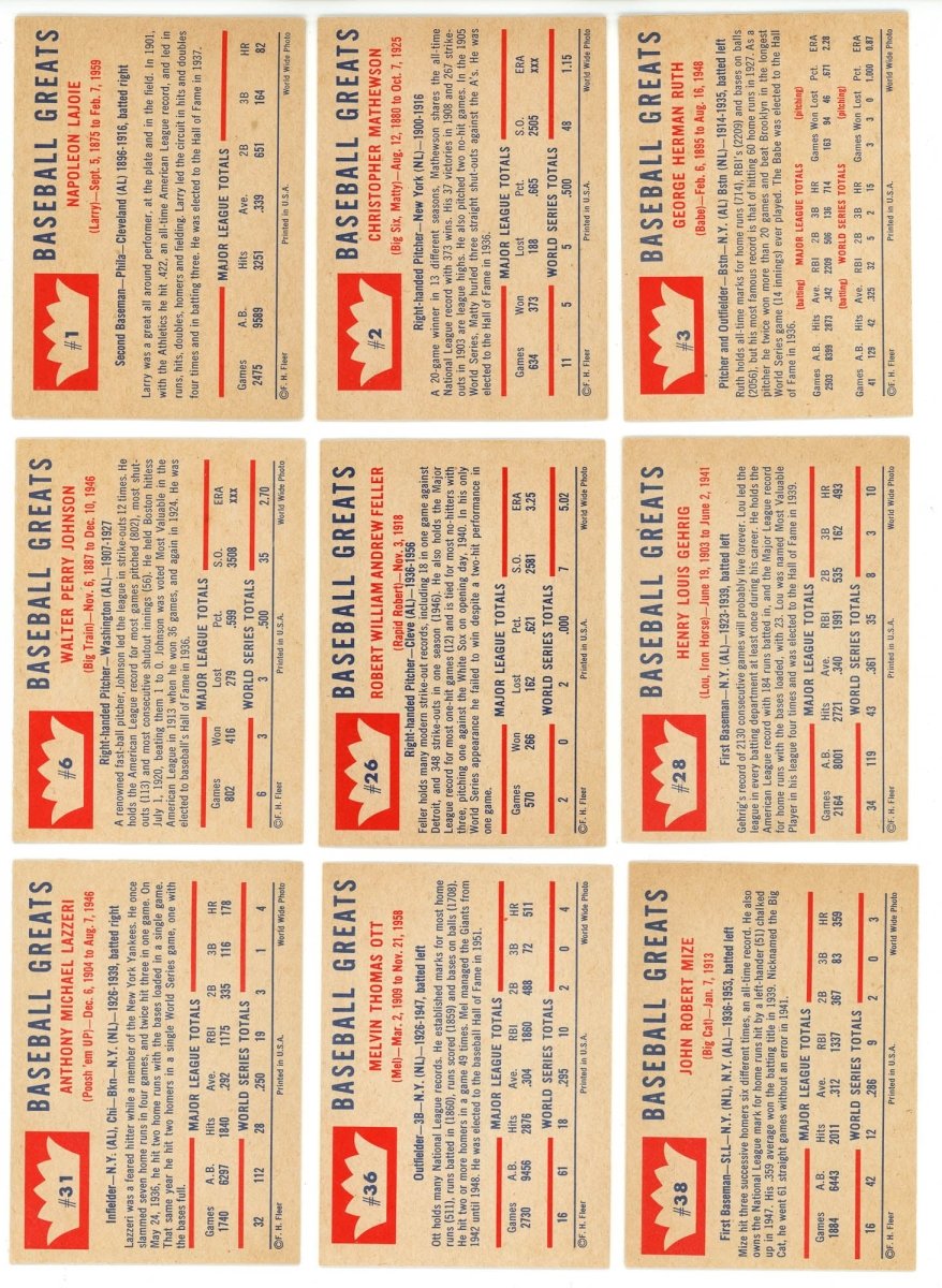 1960 FLEER BASEBALL GREATS COMPLETE SET BREAK - 3 CARDS PER BOX! 2-3 HOF IN EVERY BOX!