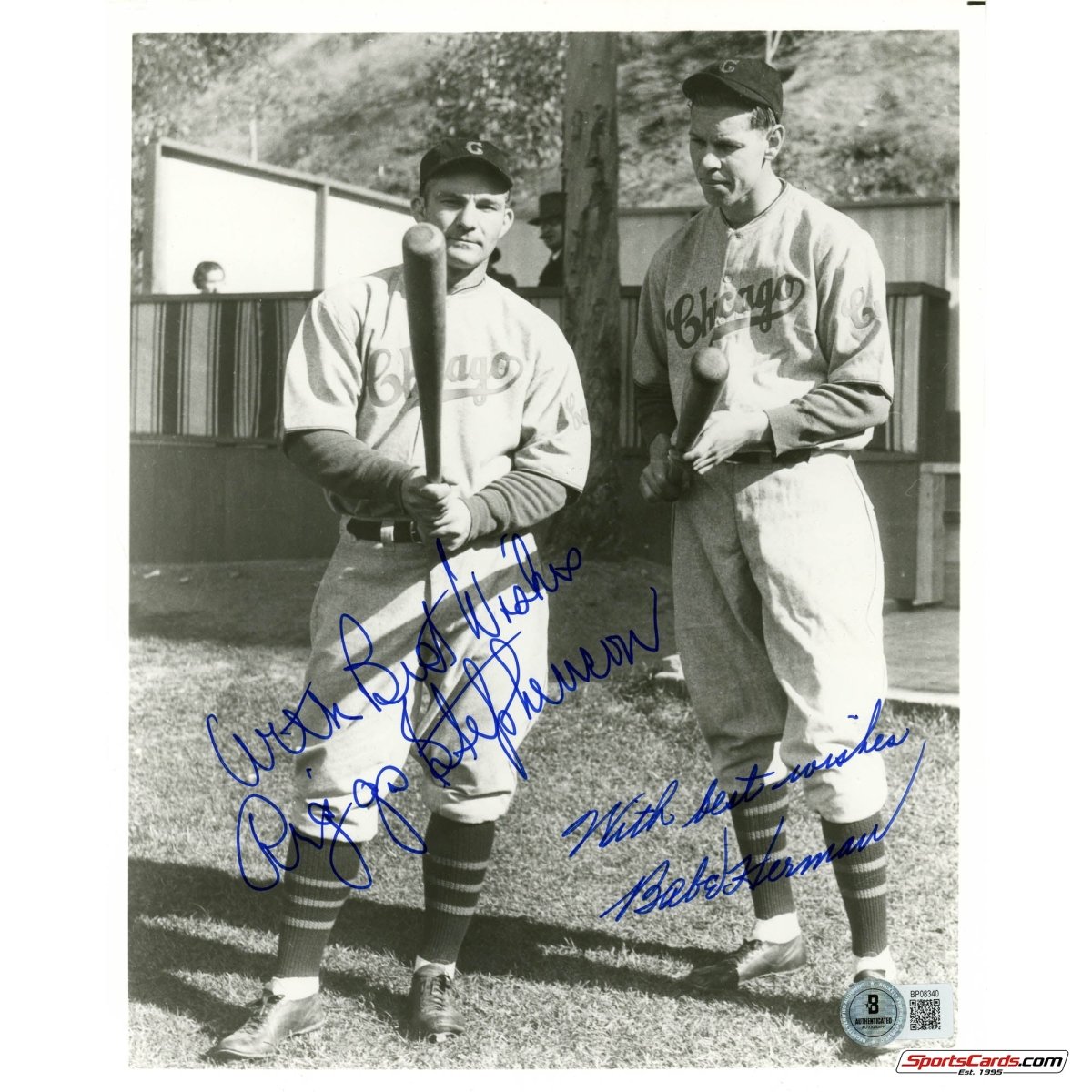 Riggs Stephenson Babe Herman Chicago Cubs Signed Auto 8x10 Photo BAS Beckett