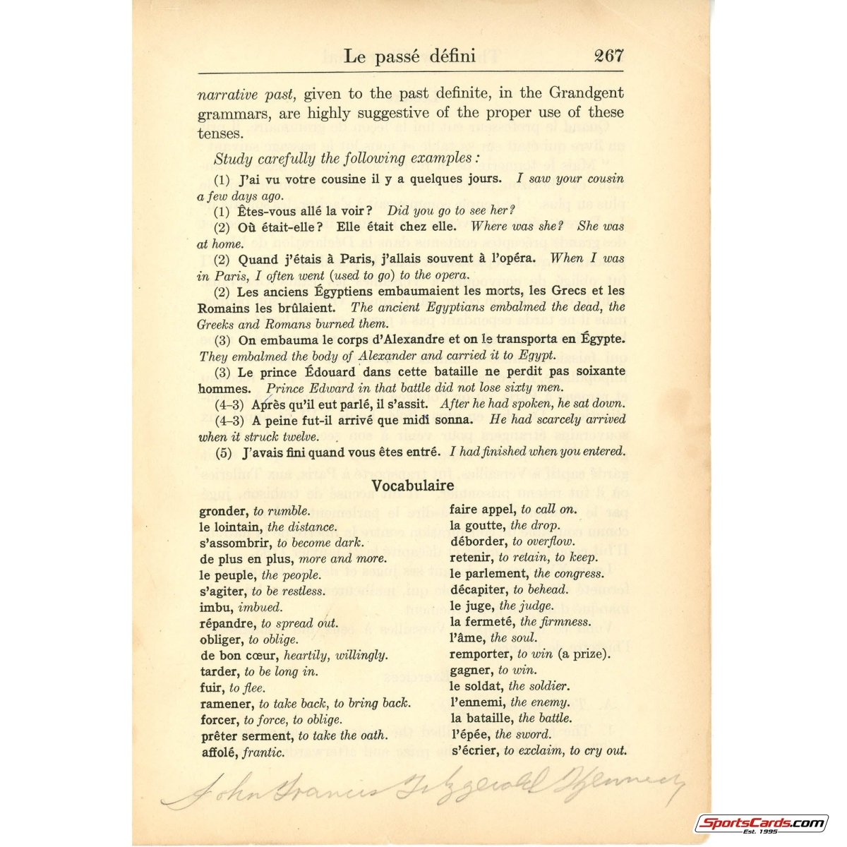 John F. Kennedy Full Name 1931 Signed Personally Owned Book Page BAS Beckett