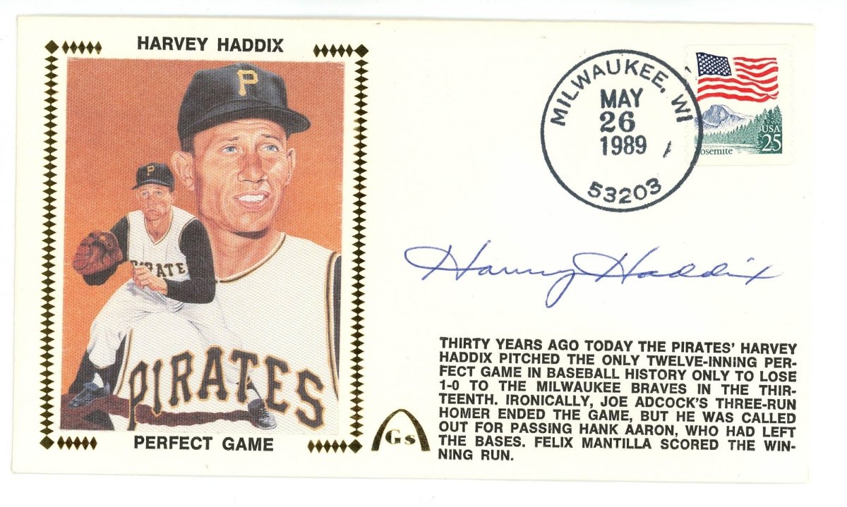 Harvey Haddix Signed Auto Gateway Cover FDC Beckett BAS