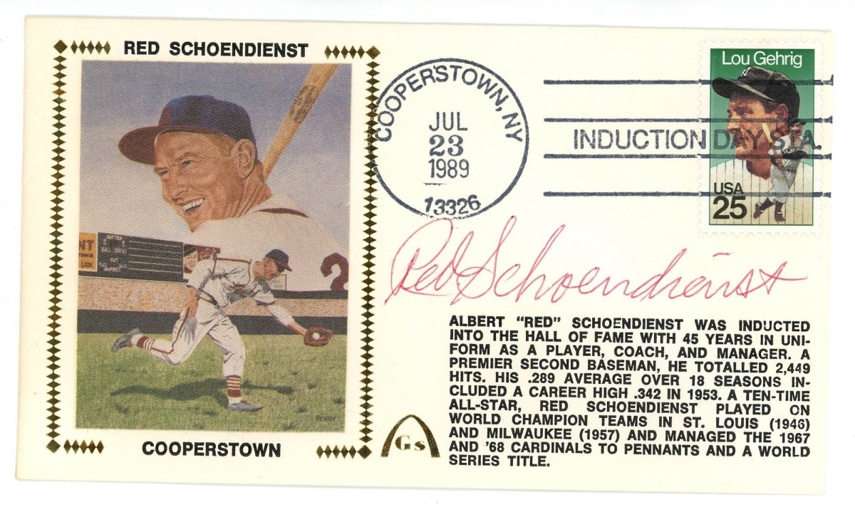 Red Schoendienst Signed Auto Gateway Cover FDC Beckett BAS