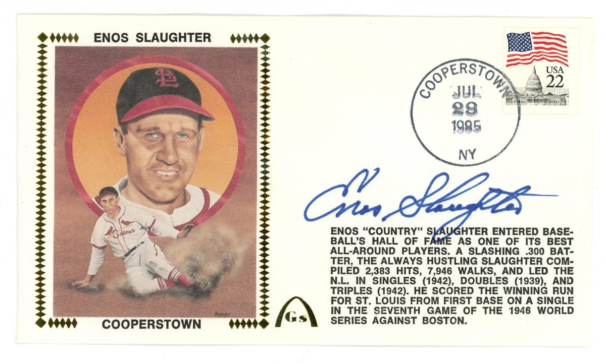 Enos Slaughter Signed Auto Gateway Cover FDC Beckett BAS