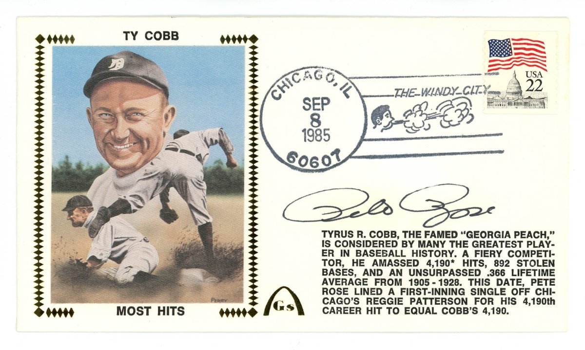 Pete Rose Signed Auto Ty Cobb Gateway Cover FDC Beckett BAS