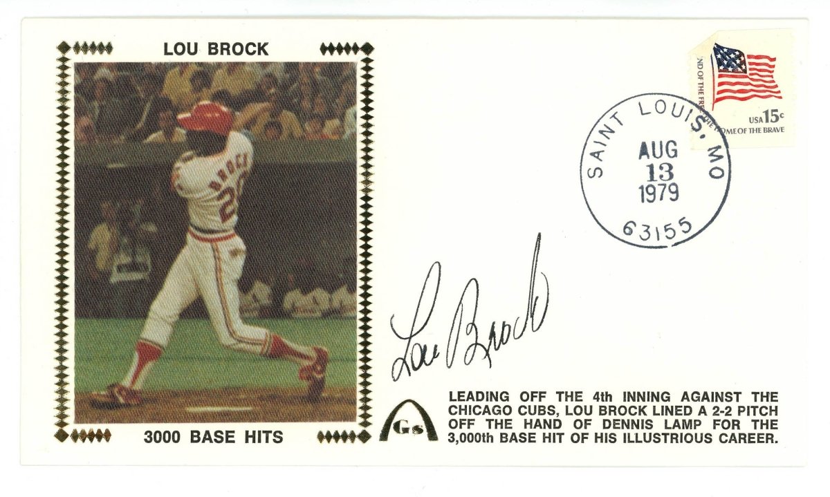 Lou Brock Signed Auto Gateway Cover FDC Beckett BAS