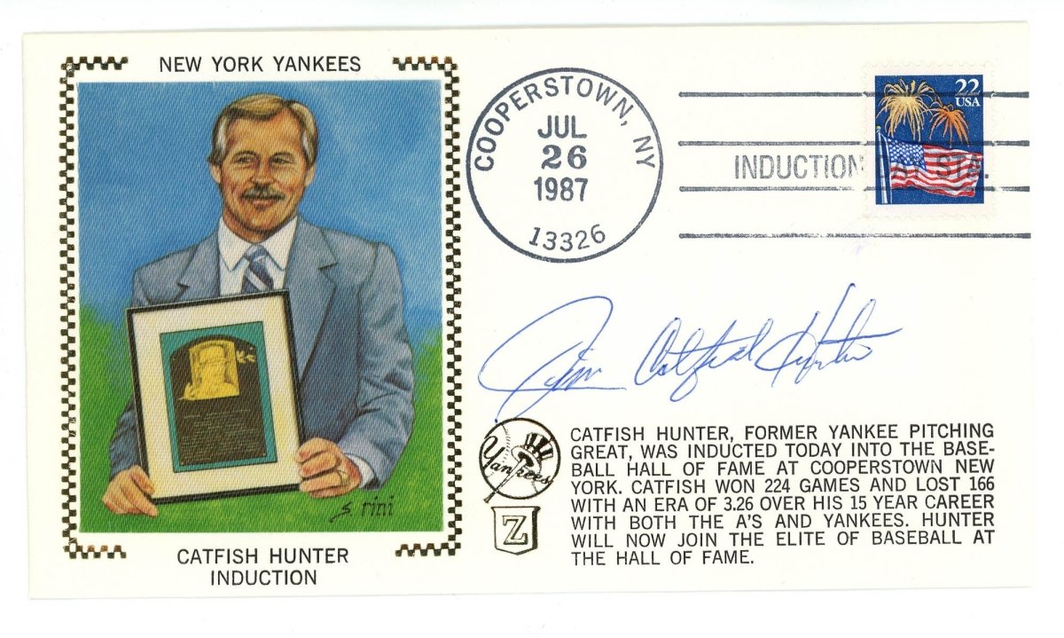 Jim Catfish Hunter Signed Auto FDC Beckett BAS