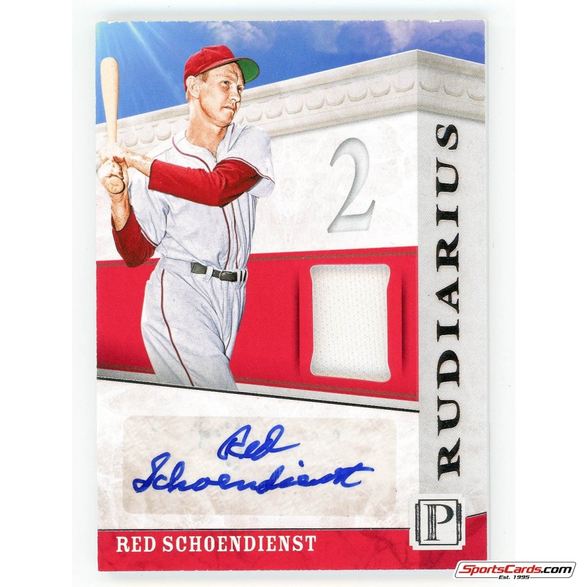 2016 Panini Pantheon Red Schoendienst Scripted Rudiarius Auto Jersey /199 SR-RE