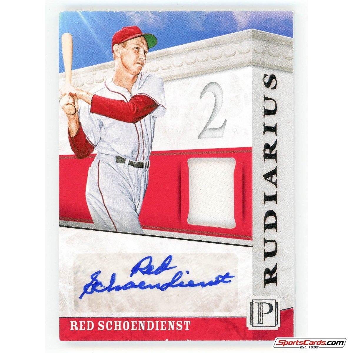 2016 Panini Pantheon Red Schoendienst Scripted Rudiarius Auto Jersey /199 SR-RE