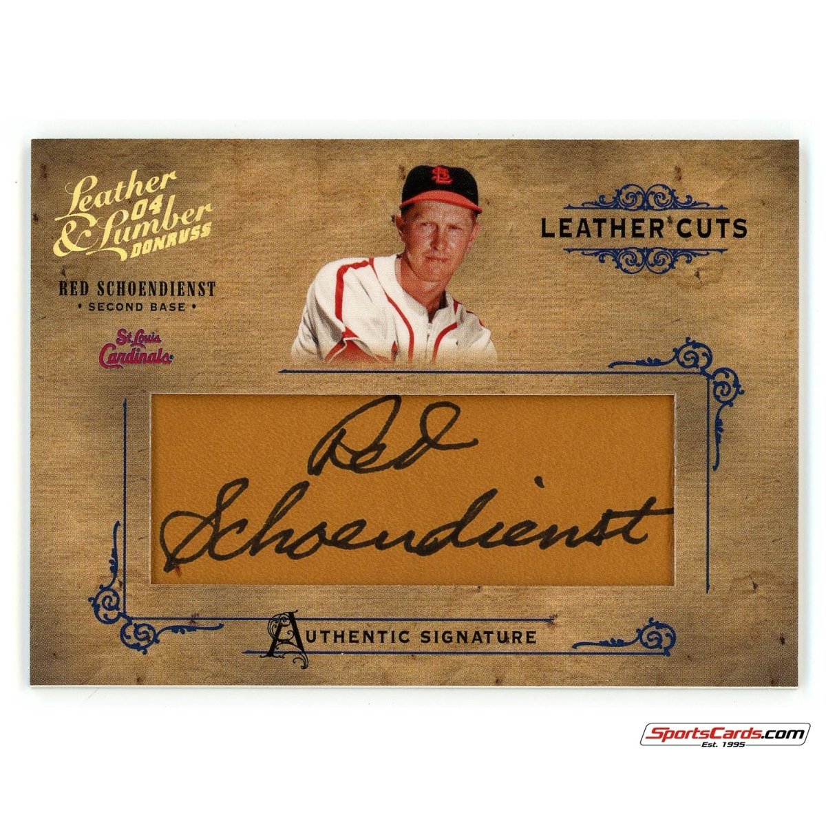 2004 Donruss Red Schoendienst Leather & Lumber Leather Cuts Auto /224