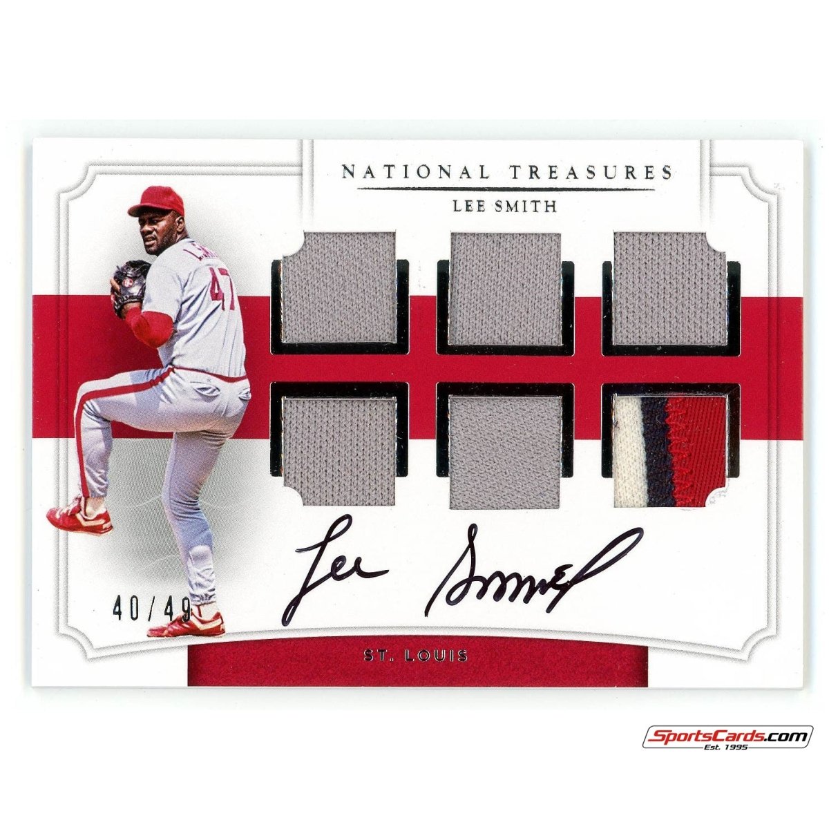 2017 Panini National Treasures Lee Smith Six Swatch Signatures Patch Auto /49