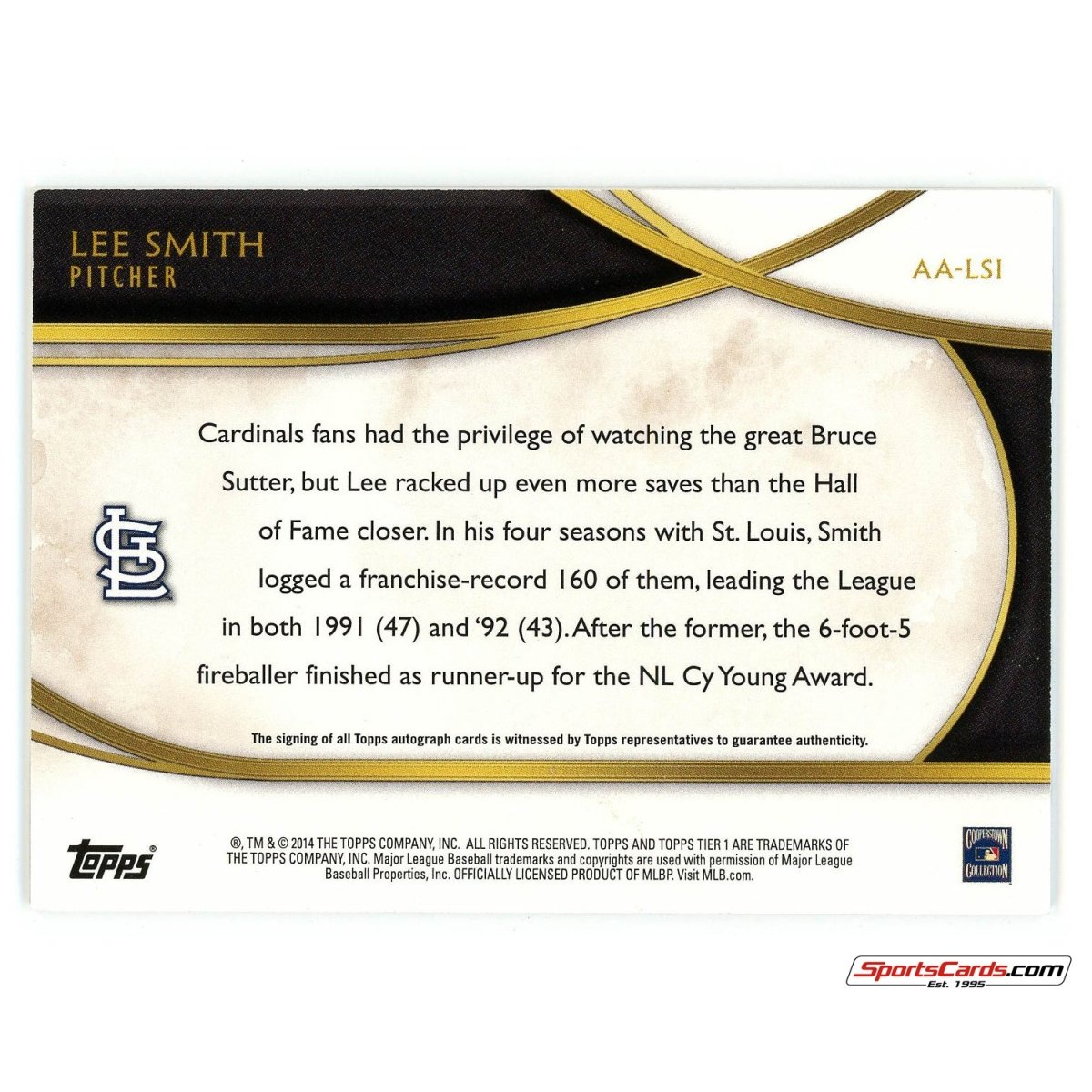 2014 Topps Tier One Acclaimed Autographs Lee Smith Auto /299