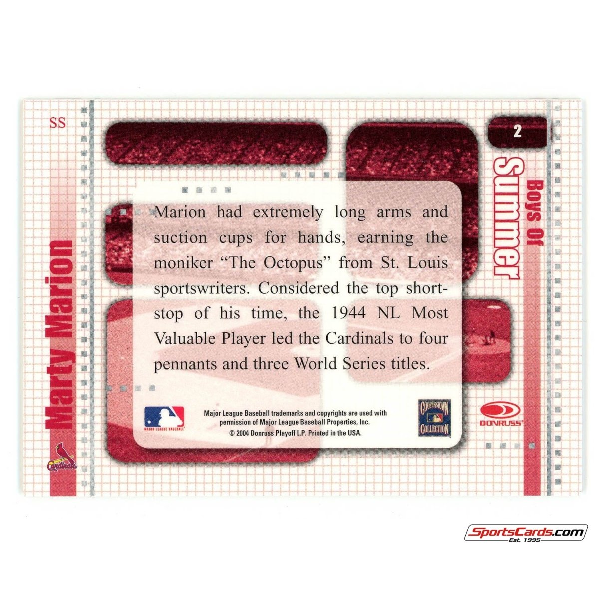 2004 Donruss Timelines Marty Marion Boys of Summer Auto