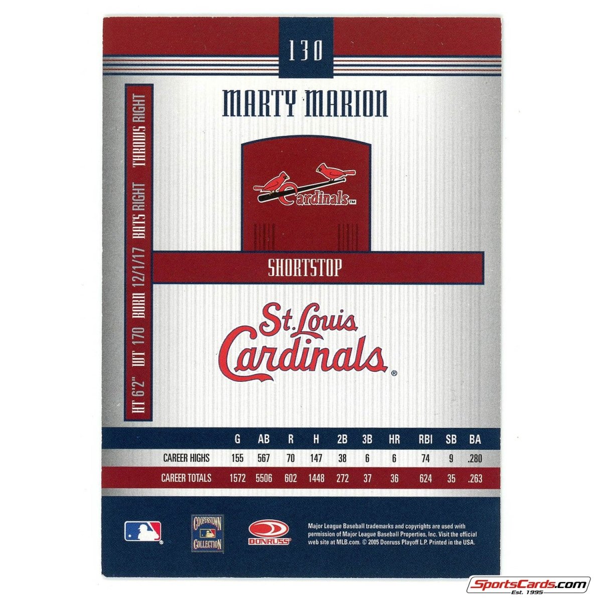 2005 Donruss Signature Series Marty Marion Auto Card