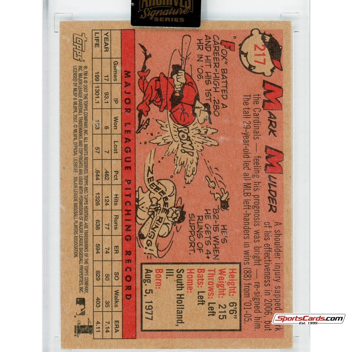 2021 Topps Archives Signature Series Mark Mulder Heritage Auto /27