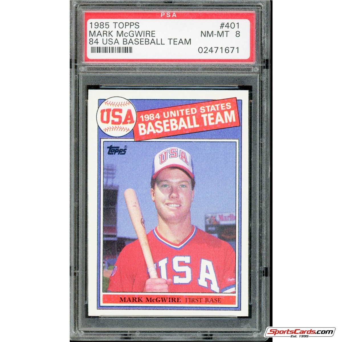 1985 Topps Mark McGwire USA Baseball RC #401 PSA 8