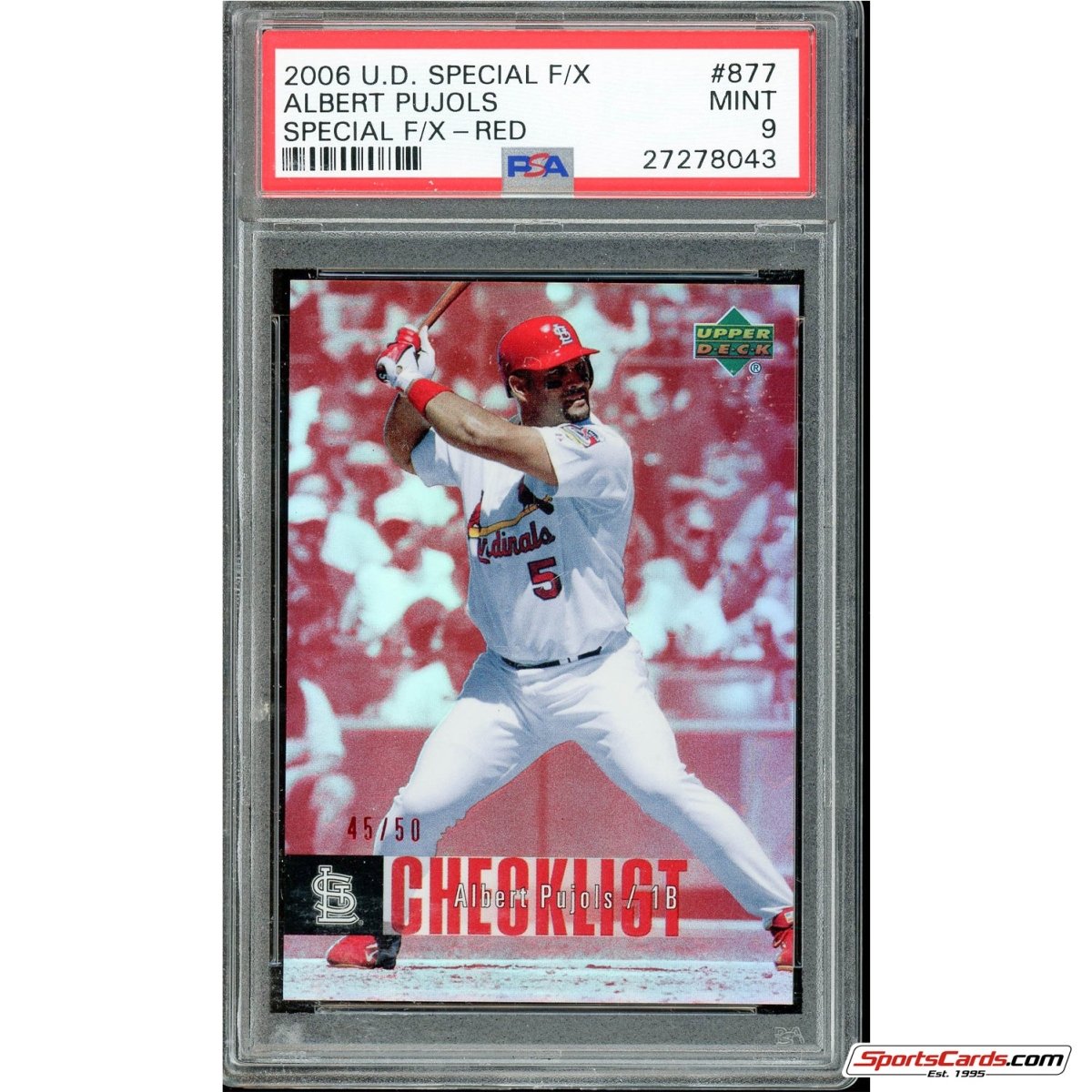 2006 Upper Deck Special F/X Albert Pujols #877 Red /50 PSA 9 None Higher