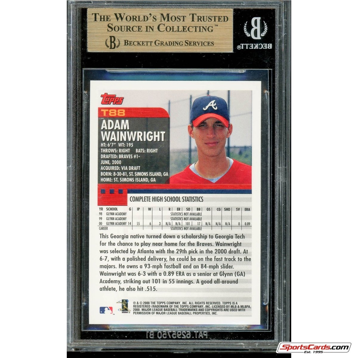 2000 Topps Traded Adam Wainwright RC #T88 BGS Gem Mint 9.5