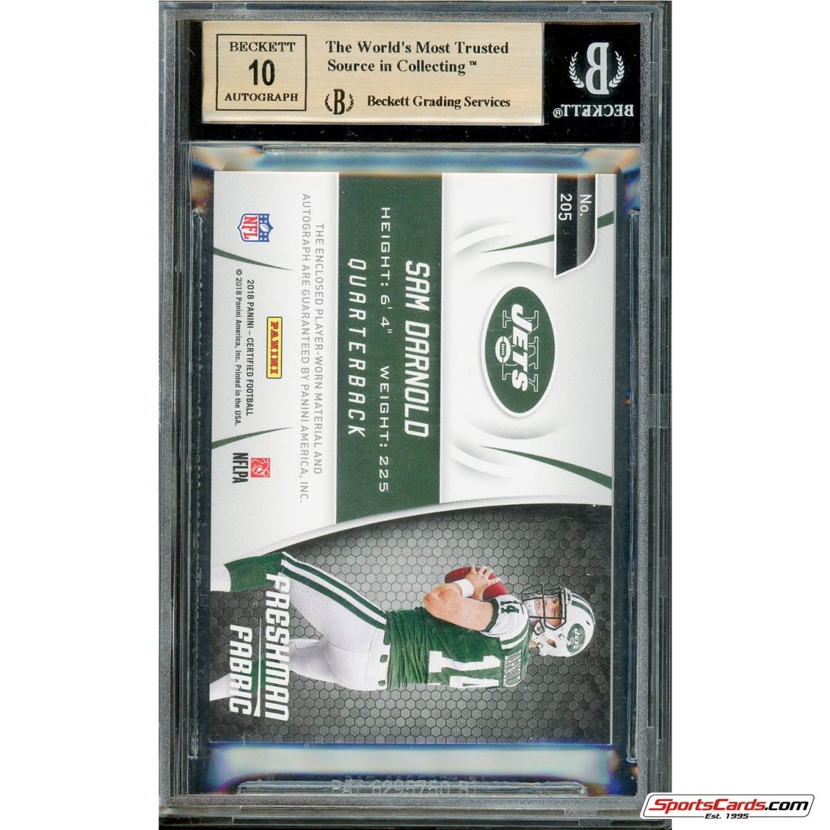 2018 Certified Mirror Red Sam Darnold Auto Jersey Patch RC /75 BGS 9.5 10 Auto