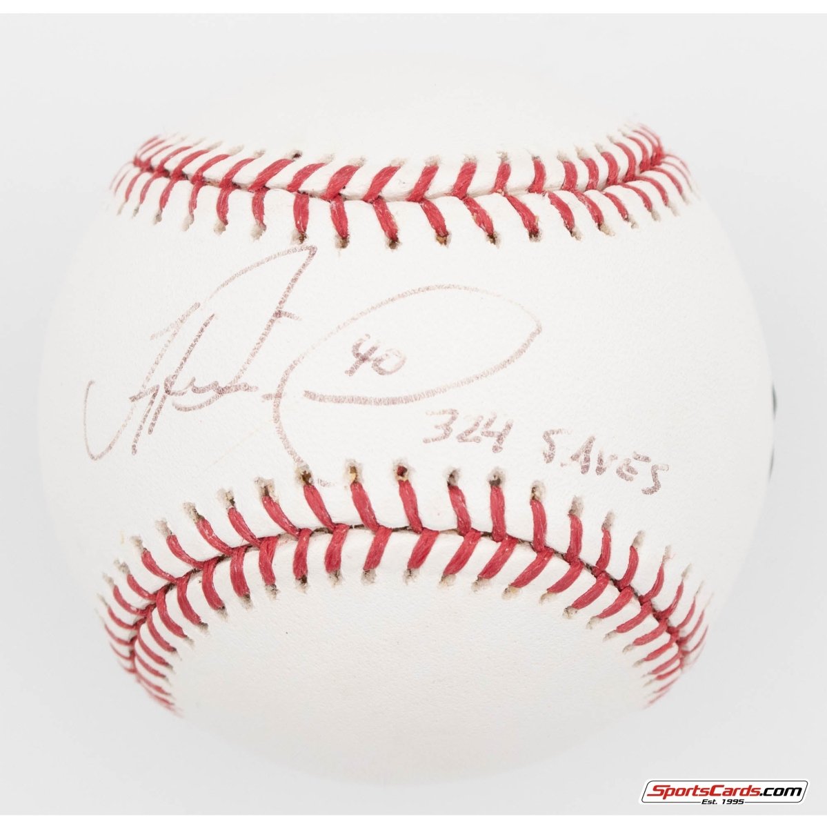 Troy Percival &quot;320 Saves 40&quot; Single Signed Autographed Baseball BAS