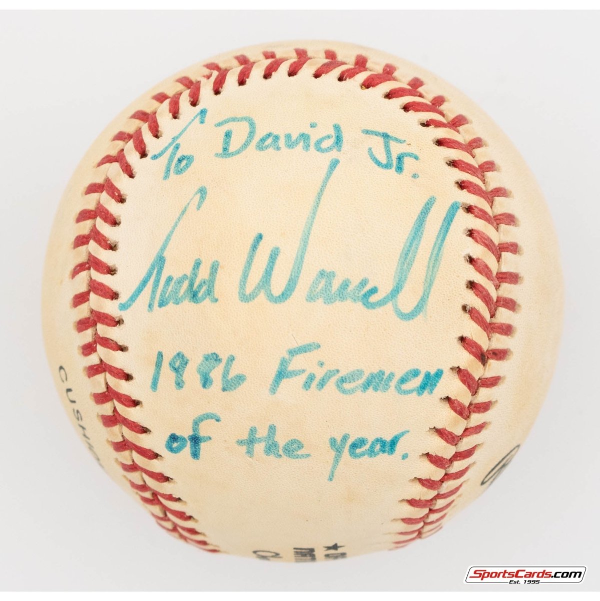 Todd Worrell "1986 Firemen of the Year" Single Signed Autographed Baseball BAS