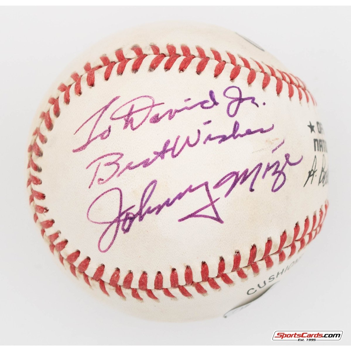 Johnny Mize Single Signed Autographed Baseball BAS