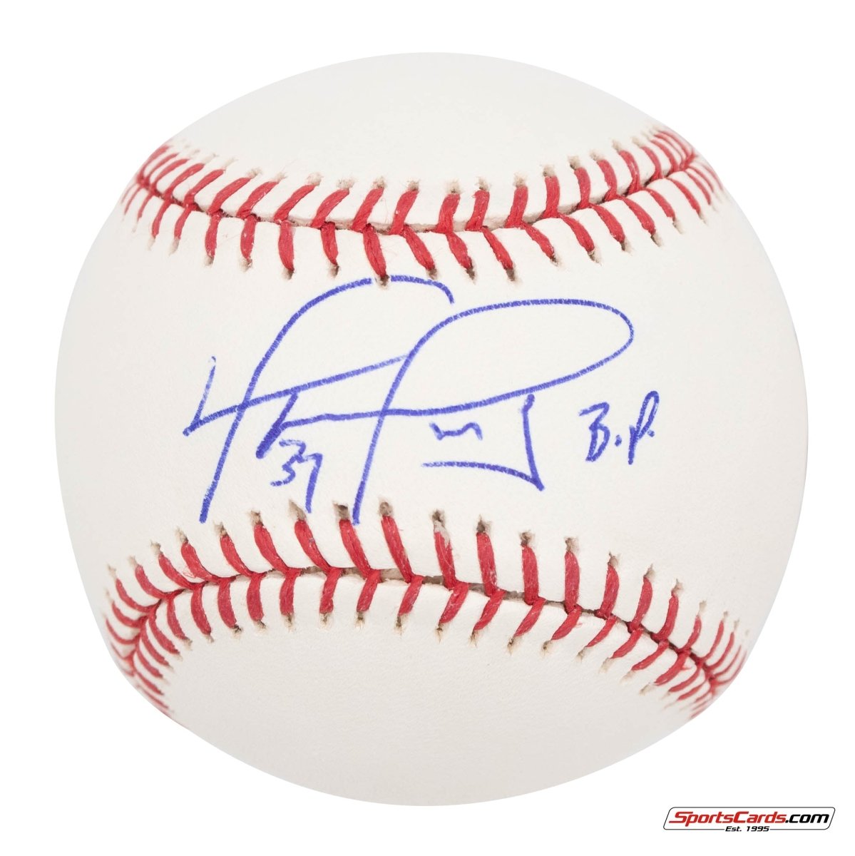 David Ortiz &quot;34 B.P.&quot; Single Signed Autographed Baseball BAS