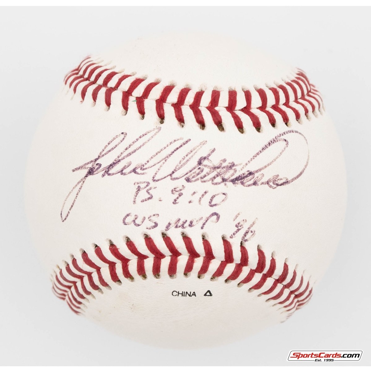 John Wetteland &quot;WS MVP &#39;96&quot; Single Signed Autographed Baseball BAS