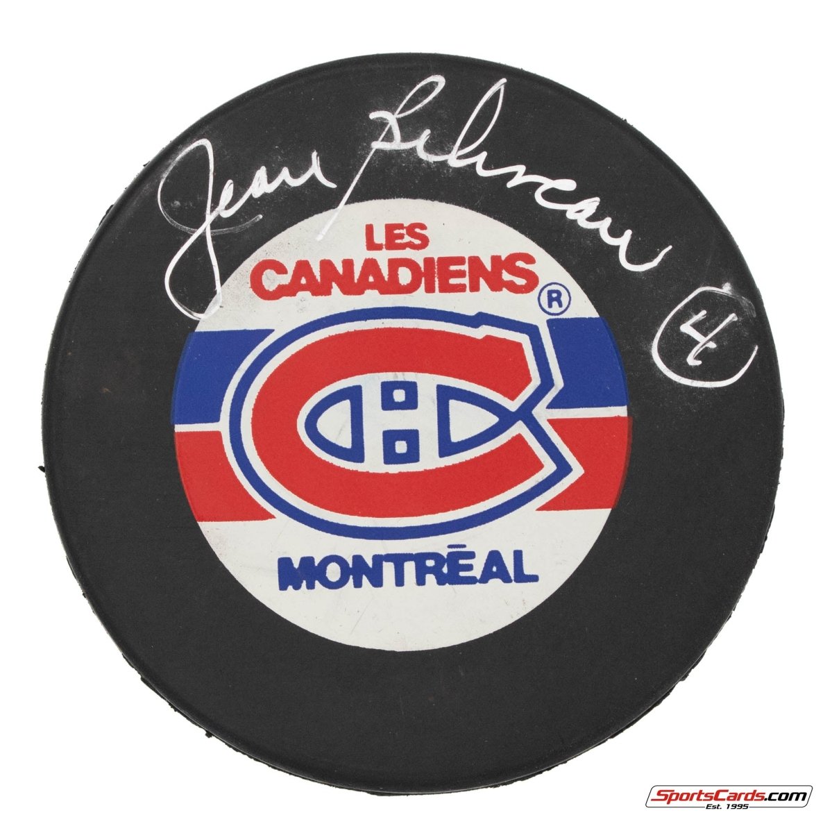 Jean Beliveau Signed Autographed Montreal Canadiens Logo Puck BAS